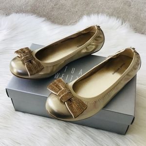 SOLD!!! Stuart Weitzman gold ballet flat shoes for girls